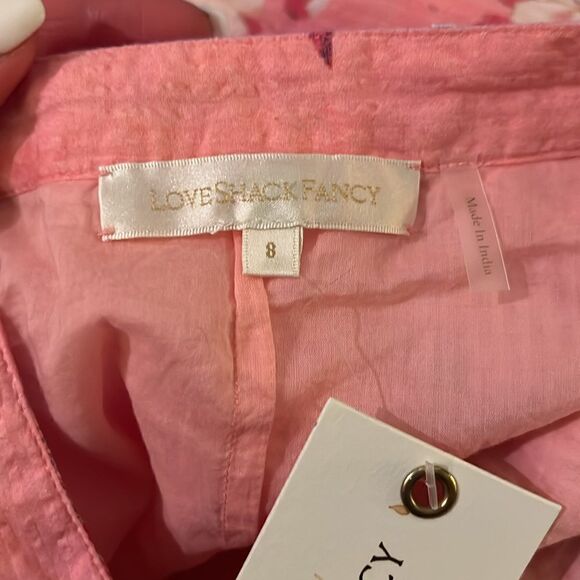 LoveShackFancy Mateo mellow Pink Floral Midi Skirt NWT - Picture 6 of 8